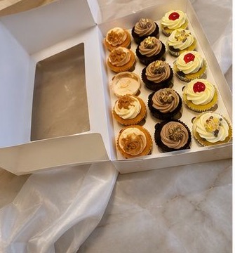 Box of assorted cupcakes